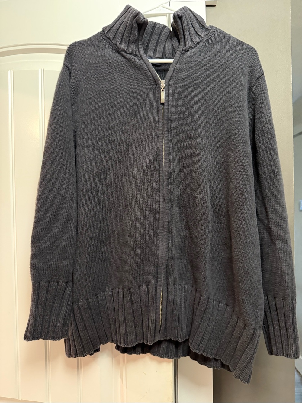 Lands' End Woman’s Full-Zip Sweater - Charcoal Gray